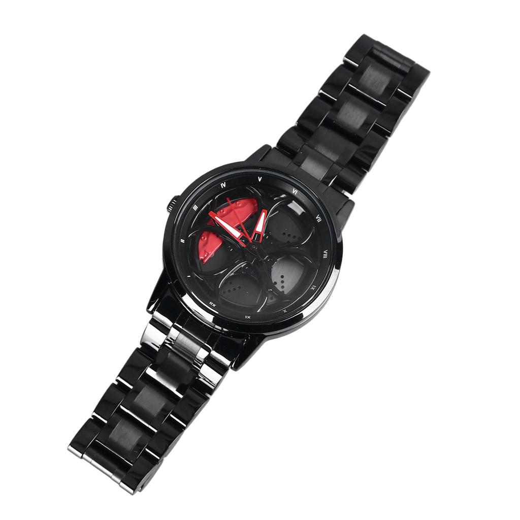 Часы-колесо автомобиля с японским кварцевым механизмом, вращающийся браслет из нержавеющей стали, часы с вращающимся ободом колеса в стиле гоночного автомобиля