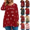 Women's Fashion Large Size Round Neck Long Sleeve Casual Christmas Print Loose Pullover Top