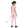 Girls Equestrian Riding Zip Up Stand Collar Ruffled Sleeves Contrast Trim Top Anti Slip Full Seat Breeches Outfit