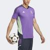 Adidas Colorblock Striped Logo Print V-Neck Short Sleeve Soccer Jersey Men Tops Purple HT8809