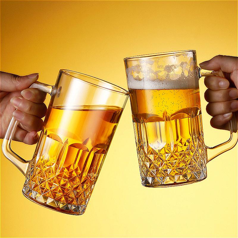 Пивной бокал с ручкой, классический резной бокал для вина, большая емкость, прозрачная бутылка для воды, термостойкая кружка для чая, крафтовый пивной бокал