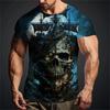 New Skull Men's T-Shirt Summer Fashion Men's Short Sleeved Clothing Men Oversized O-Neck T Shirt 3d Printing Pirate Skull Tops