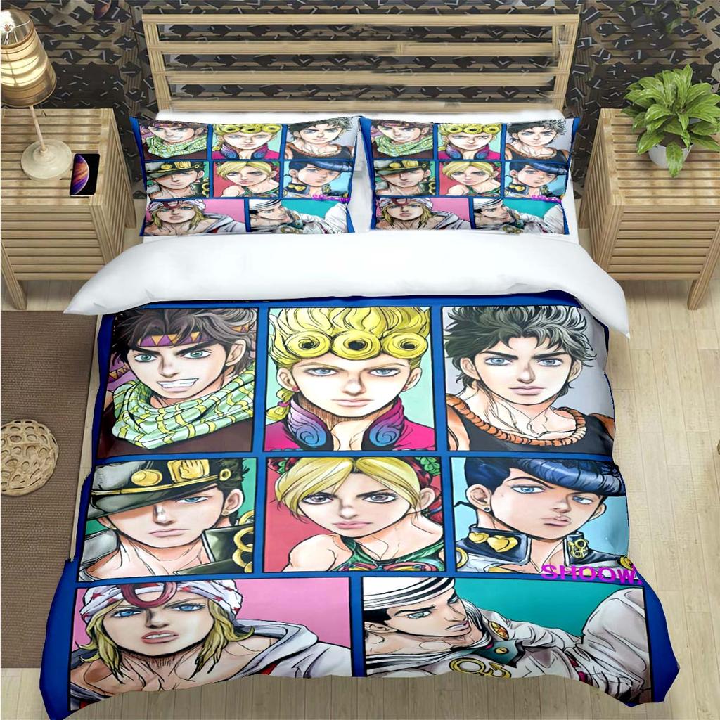 Популярный мультяшный комплект постельного белья с принтом J-Jojo’s Bizarre Adventure, набор постельных принадлежностей, комплект одеяла, для подростков, девочек, полуторный, одинарный, детский подарок