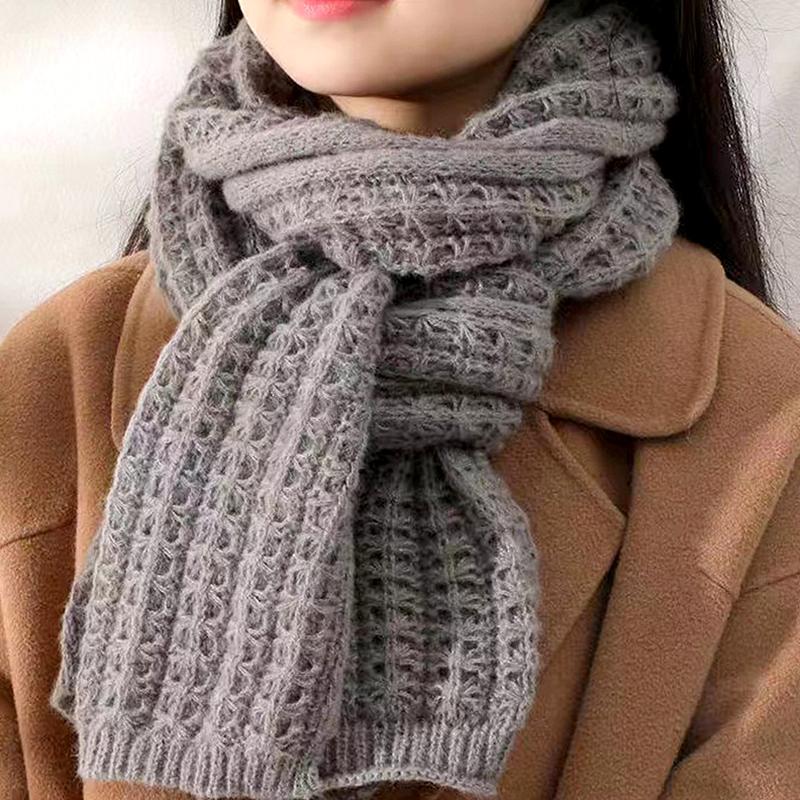1PC Fashion Knitted Scarf Winter Warm Solid Color Neck Cover Thickening Windproof Vintage Scarf