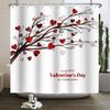 Happy Valentines Day Heart Shower Curtain Red Pink Romantic Falling Love Heart Sweet Lovers Waterproof Bathroom Curtain Decor