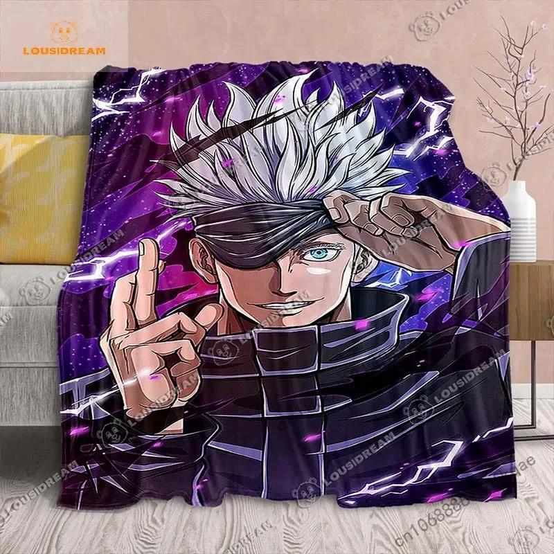 Cartoon Anime Jujutsu Kaisen Throws Blanket Soft Featuring Yuji Megumi Obara and Satoru Gojo Blanket for Travel Beding Bed