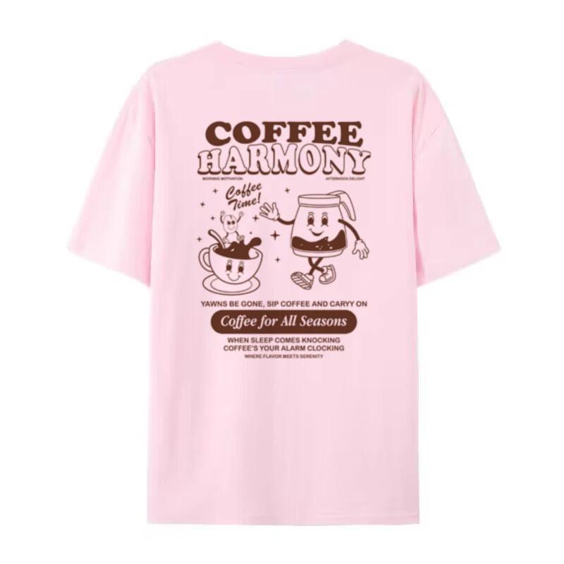 Women Cute Funny Cartoon Coffee Tshirts Hippie Retro Coffee Lover T Shirt Oversized Fashion Streetwear Top Unisex Summer Clothes
