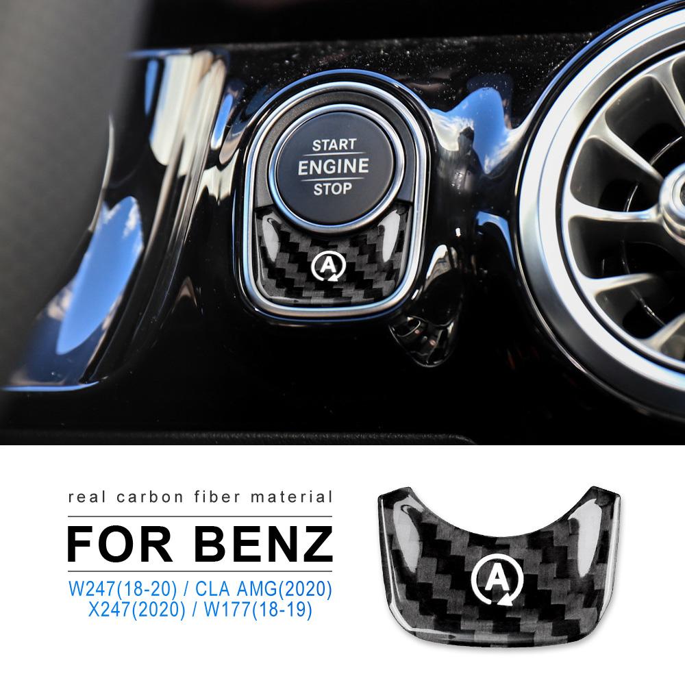 Real Carbon Fiber for Mercedes Benz A Class W177 GLB X247 CLA AMG W247 Car Engine Start Stop Button A Sticker Trim Accessories