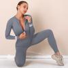 Бесшовный комплект для йоги с длинными рукавами и молнией, спортивный топ, дышащая одежда с высокой талией для бега, тренажерного зала, фитнеса, женская одежда