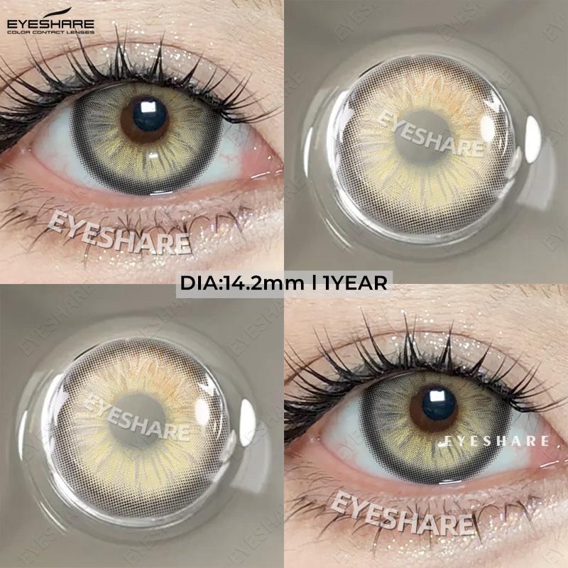Eyeshare Новые цветные контактные линзы, сине-зеленые модные линзы для очков, черные натуральные косметические линзы, розовые кофейные нежные линзы, коричневые линзы, 1 пара