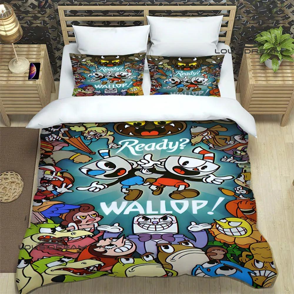 Cuphead Cartoon Printed Bedding Sets Exquisite Bed Supplies Set Duvet Cover Bed Comforter Set Bedding Luxury Birthday Gift