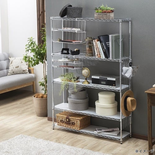 CAINZ Interior Shelving Unit, 107cm Wide, 5 Tiers, 19mm Pole Diameter, M12 Steel, Storage Shelving, Open Shelving, Interior Rack, Pipe Storage, Pipe R