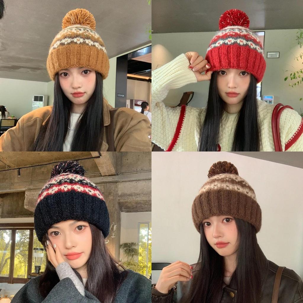 Knit Hat Women Acrylic Material Breathable Windproof Winter Fashionable Autumn