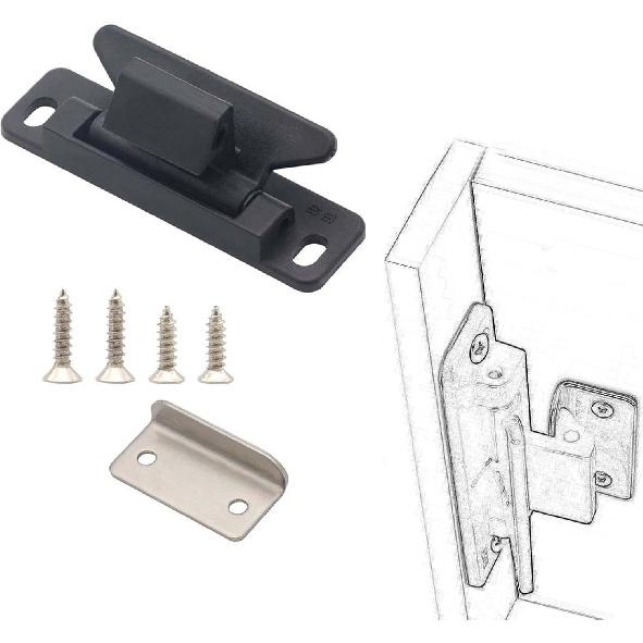 Universal Nylon Metal Cupboard Door Catch Drawer Latch for RV Boat Cupboard Doors, Black