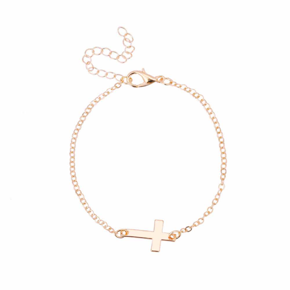Модный простой браслет из сплава с крестом, женские ювелирные украшения, подарок на вечеринку