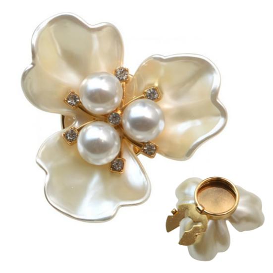 Cufflink Rhinestones Imitation Pearls Pistil Flower Shape Button Covers Clip-On Installation Sparkling Decorative