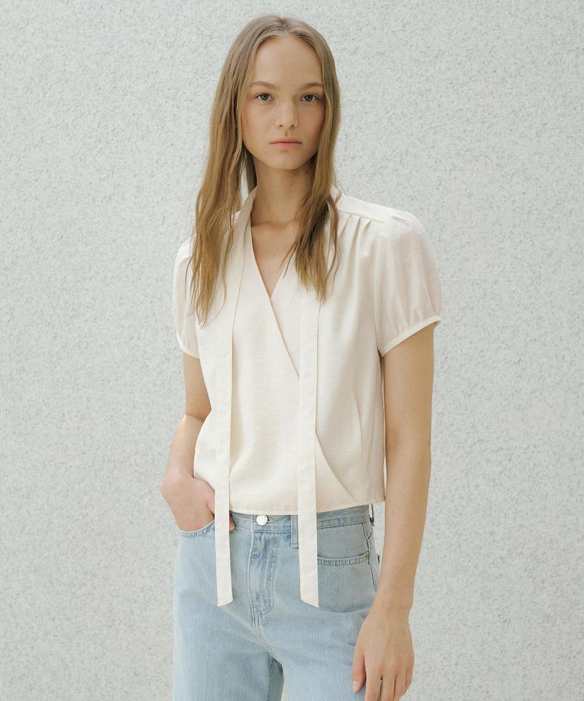 OCTETTE Lorin Sheer Tie Blouse_Cream