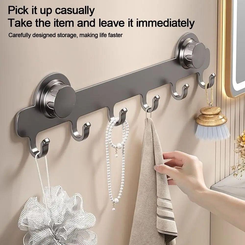 5/6/7/8-Hook Suction Door Cup Hook Waterproof Hanging Coat Rack Bathroom