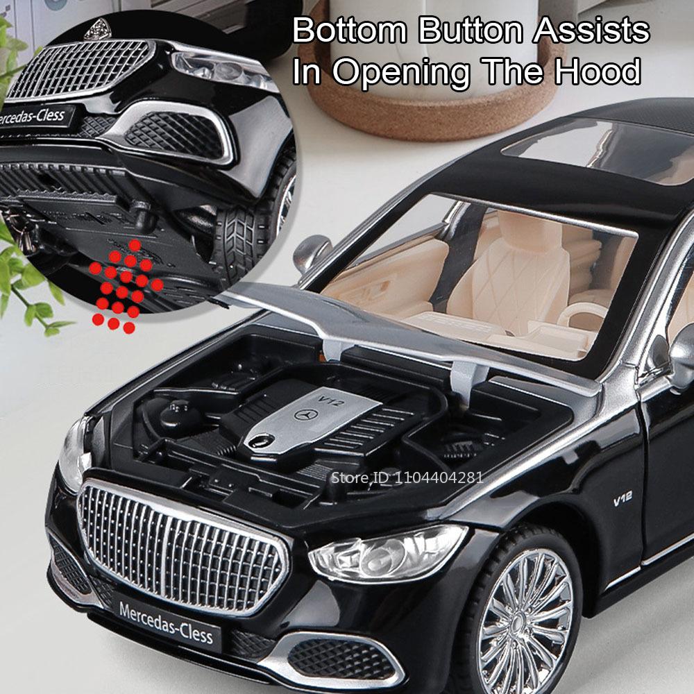 1:24 Maybach S680 Gle350 Игрушки Машинки Литой Сплав Модель Звук Свет Откат Открывающиеся Двери Переднее Колесо Рулевое Управление Транспортные Средства Детский Подарок