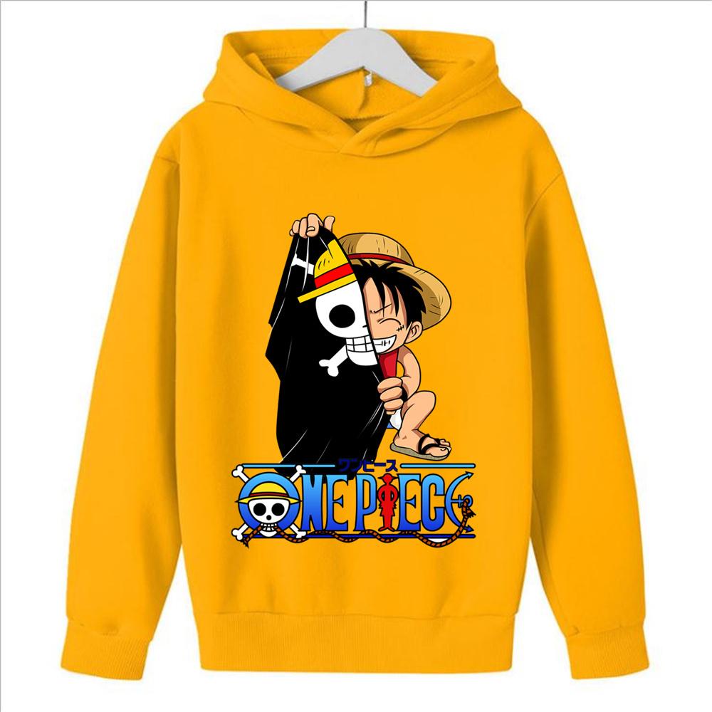 Anime One Piece Hoodies Luffy Casual Ace Law Roronoa Zoro Luffy Streetwear Kids Boys Sweatshirts Pullover Hooded Fashion Costume