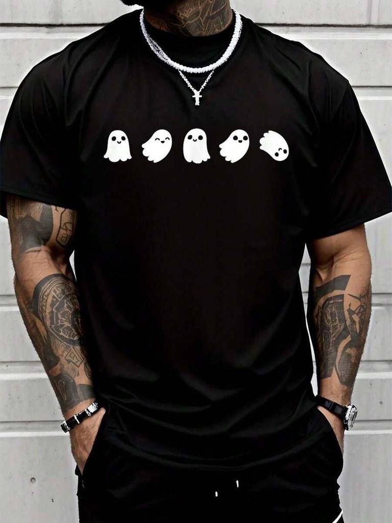 Cute Kawaii Halloween Ghosts T-Shirt Summer Unisex's Short-Sleeved T-Shirt