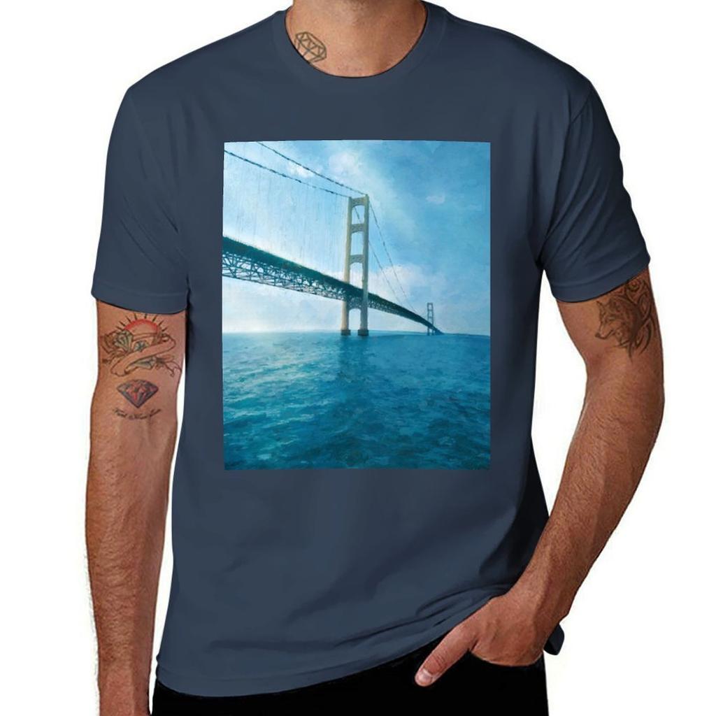 Mackinac Bridge Tshirt Mechanic Work Tee Shirt