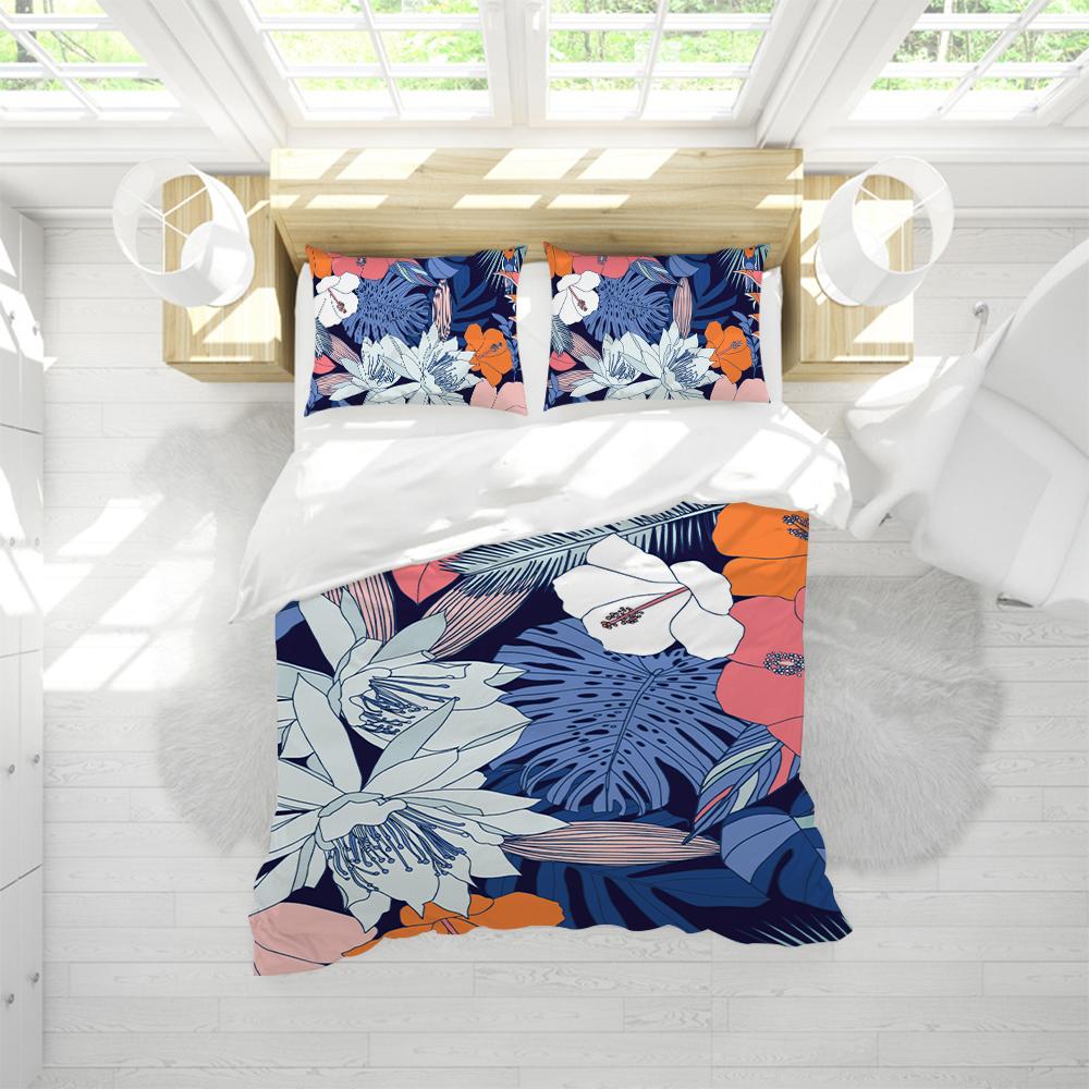 Rainforest Flowers Duvet Cover Set Soft Wash Bed 3 Piece Summer Comfortable Student Dormitory Home Baby Bedding Best seller