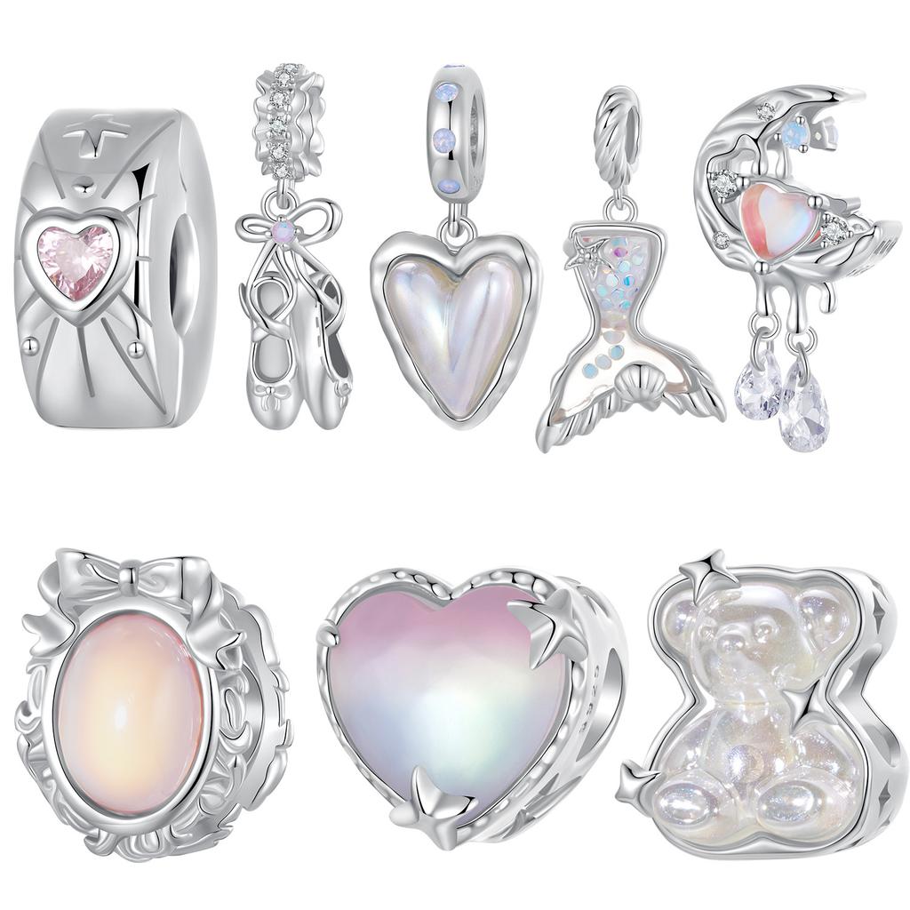 Медведь Хвост Рыбы Цветной Большой Основной Камень DIY Браслет Бусины 925 Серебряные Бусины Ювелирные Аксессуары Легкая Роскошь