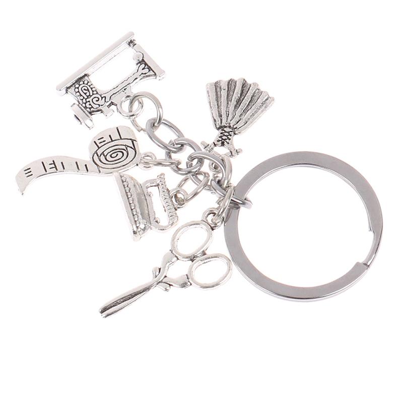 Брелок для швейной машины, портной брелок для ключей, железная рулетка, ножницы, брелок