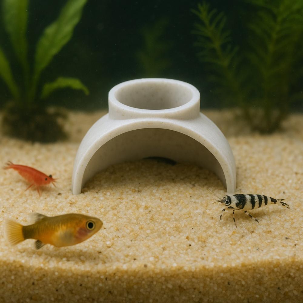 Decorative Aquarium Underground Tunnel 3D Print Betta Shrimp Tunnel Fish Breeding Nest  Fish Tank