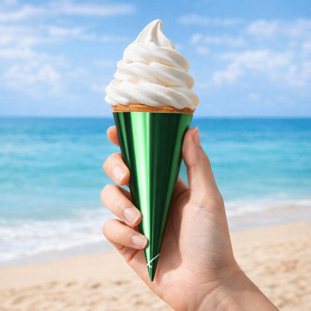 100PCS Aluminum Foil Paper Disposable Ice Cream Holder Thickened Ice Cream Cone Cover Party