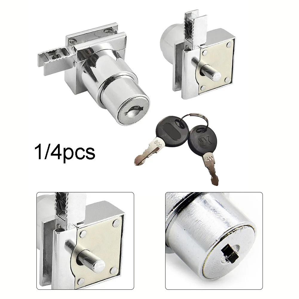 Замок для витрины, стеклянный дверной замок для витринного шкафа, замок для двери безопасности с ключами, не открывающаяся раздвижная стеклянная дверная фурнитура