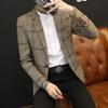 Мужской костюм, пиджаки, куртки, новые весенне-осенние клетчатые повседневные костюмы, куртки, пальто, деловая официальная одежда, мужские приталенные пиджаки, размер 5XL