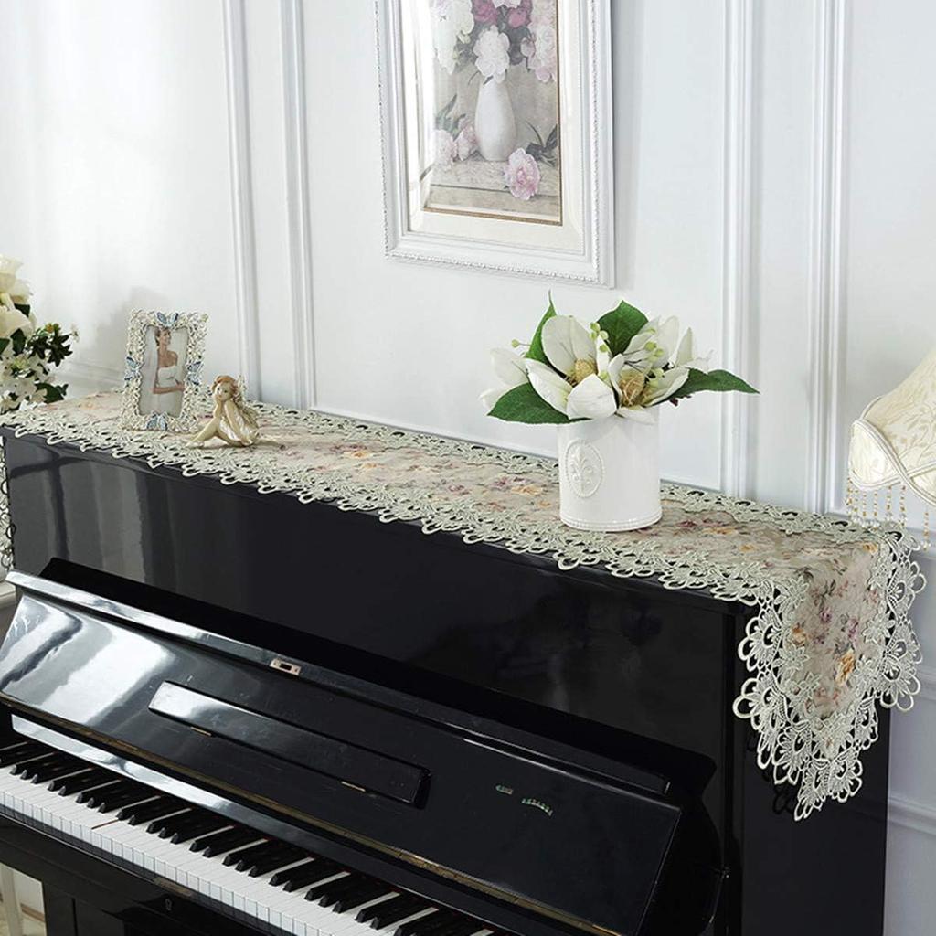 Piano Cover Cloth Lace Fabric Decorative Dust-proof Cloth for Upright Vertical Piano Top Cover