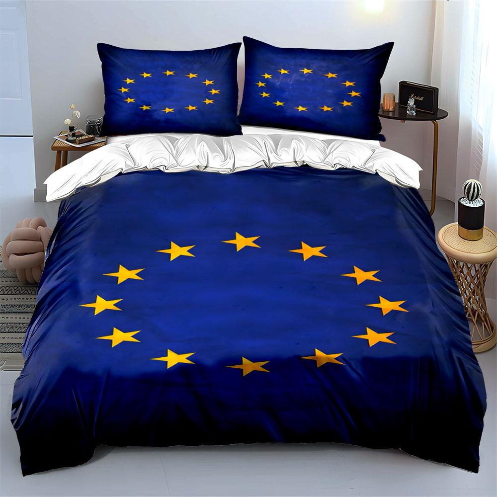 Yellow stars, blue background. Bedding sets Duvet cover sets Duvet covers Pillowcases(1*Duvet Cover 2*Pillowcases without duvet insert)