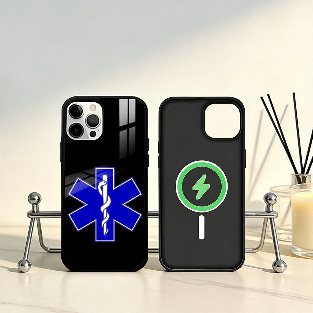 EMT EMS Ambulance LOGO Phone Case For iPhone17,16,15,14,13,12,11 Plus,Pro Max Magnetic For Magsafe Wireless Charging
