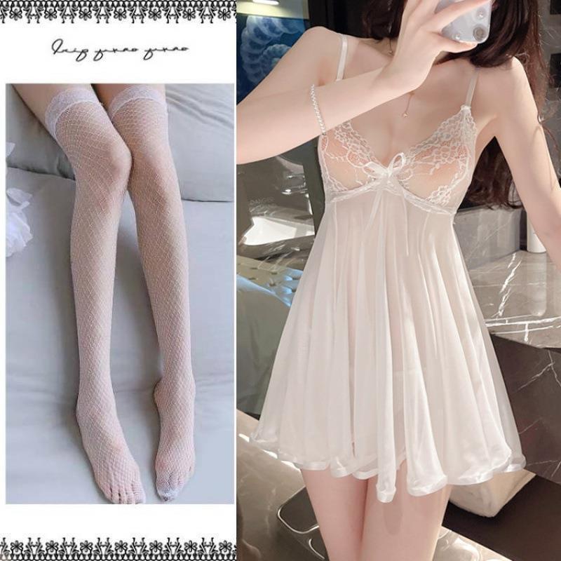 Сексуальный кружевной комплект ночной сорочки: Подчеркивает грудь, Прозрачное нижнее белье для женщин