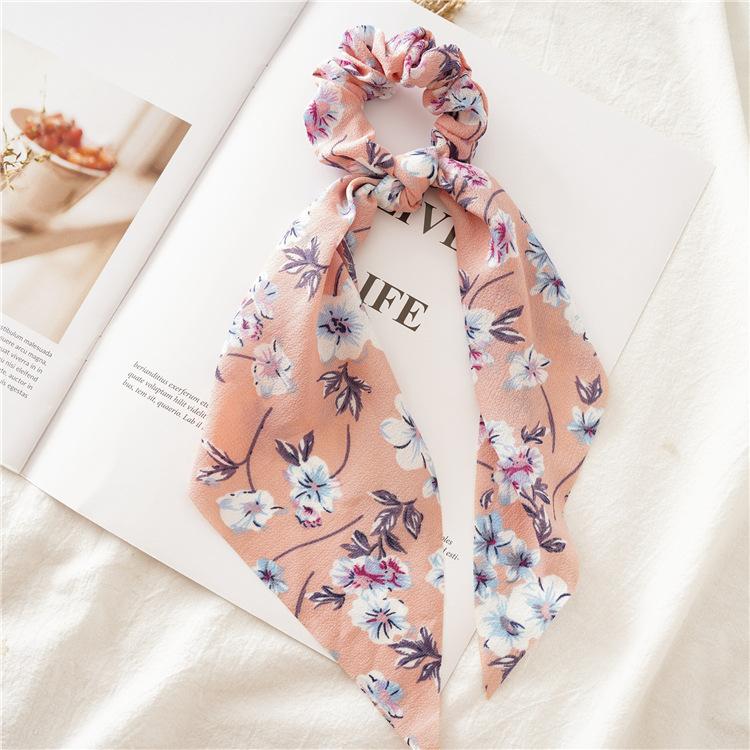 Chiffon Printing Flower Bandana Hair Scarf Headband for Women Vintage Long Ribbon Scrunchie Beach Bandanas Hair Accessories