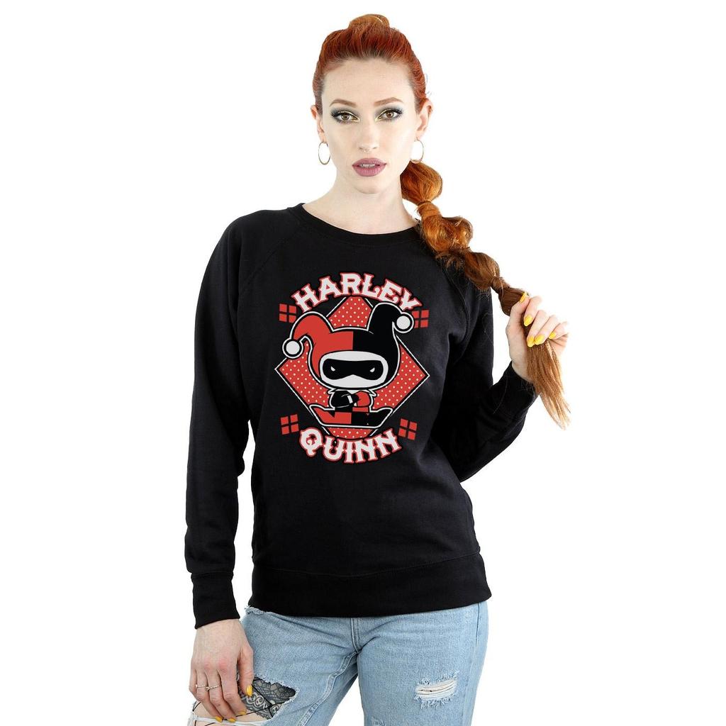 DC Comics Womens/Ladies Chibi Harley Quinn Badge Sweatshirt