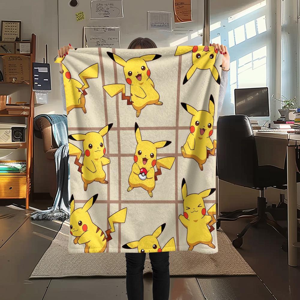 Pikachu Flannel Blanket, High quality Comfortable for All Seasons, Home Decor, Warmth and Comfort