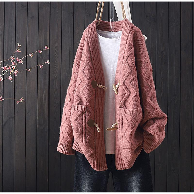 Женский свитер, женские кардиганы, осенний плед с длинным рукавом, повседневный женский карман на пуговицах