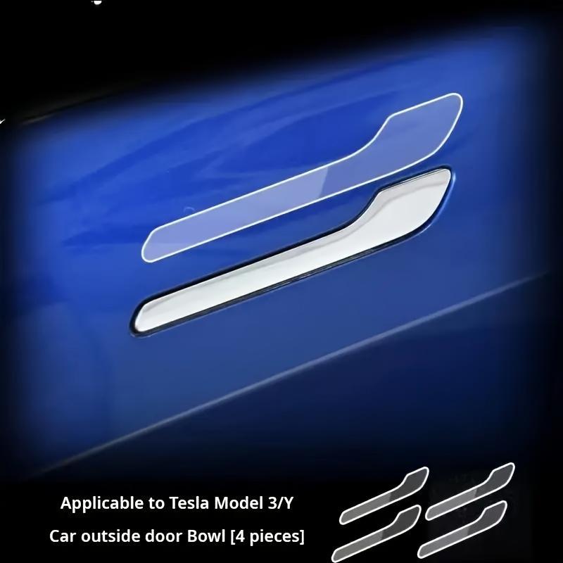 4 шт. защитных пленок премиум-класса для дверных ручек Tesla Model 3/Y. Легко устанавливаются, аксессуар для улучшения внешнего вида правой стороны автомобиля, надежная защита лакокрасочного покрытия.