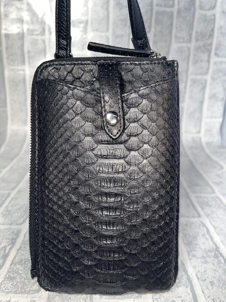 Smartphone Shoulder Pochette with Wallet Function Travel Pochette 3WAY Vertical Python Genuine Leather Snakeskin Snakeskin Snakeskin Smartphone