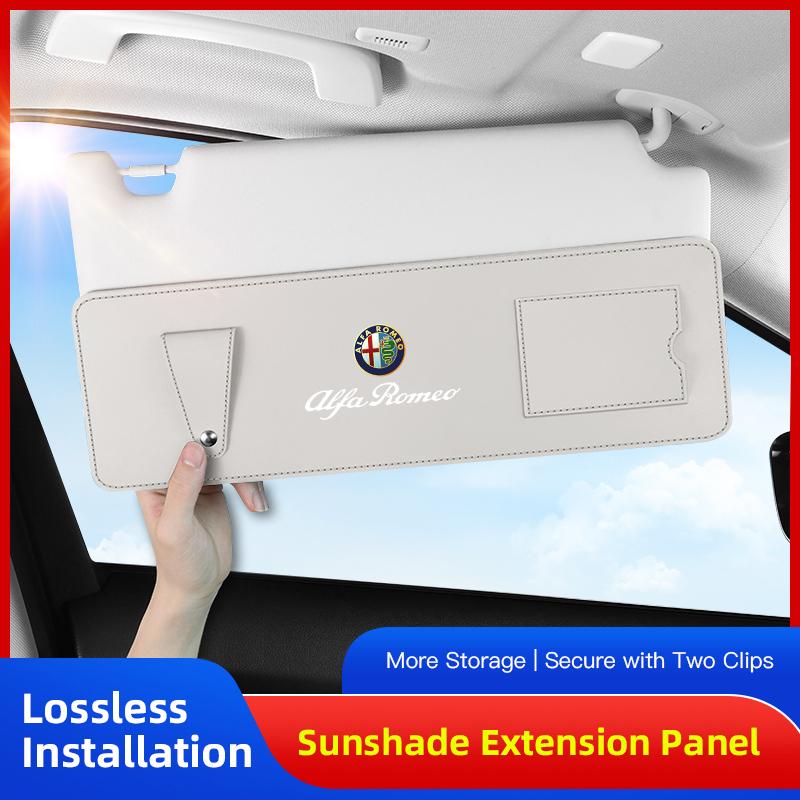 WAZJ3 Car Sunshade Extension Board Multi-functional Extended Storage Panel For Alfa Romeo 156 159 147 4C 8C 166 Giulia Giulietta Mito
