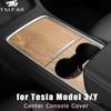 For Tesla Model 3 Y -2023 Center Console Panel Sticker Wood Grain Film Carbon Central Control Cover Car Interior