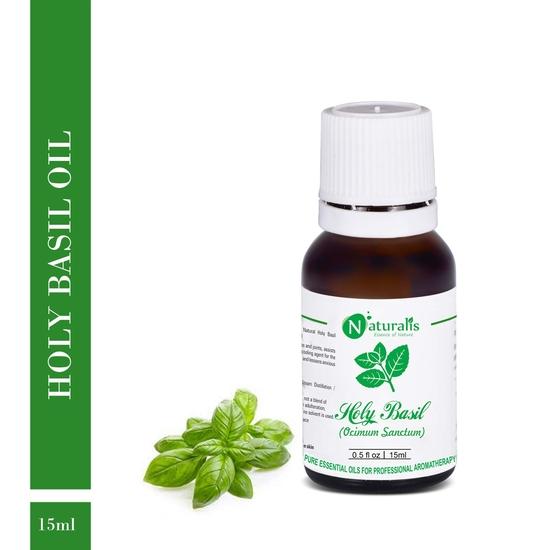Naturalis Essence of Nature Holy Basil Essential Oil 100% Pure, Natural & Undiluted Therapeutic Grade for Mosquito Repellent- 15ml