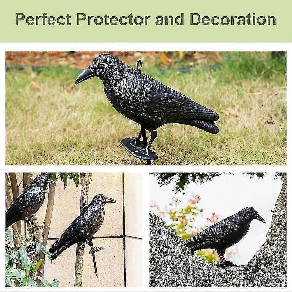 2PCS Crow Decoy, Fake Crow to Keep Birds Away From House, Patio, Porch, Balcony, Roof, Pool, Graden Decoration