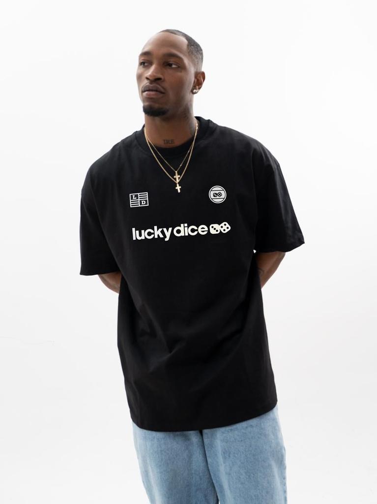 Lucky Dice Represent Men's Black/White Oversized Short Sleeve T-Shirt M
