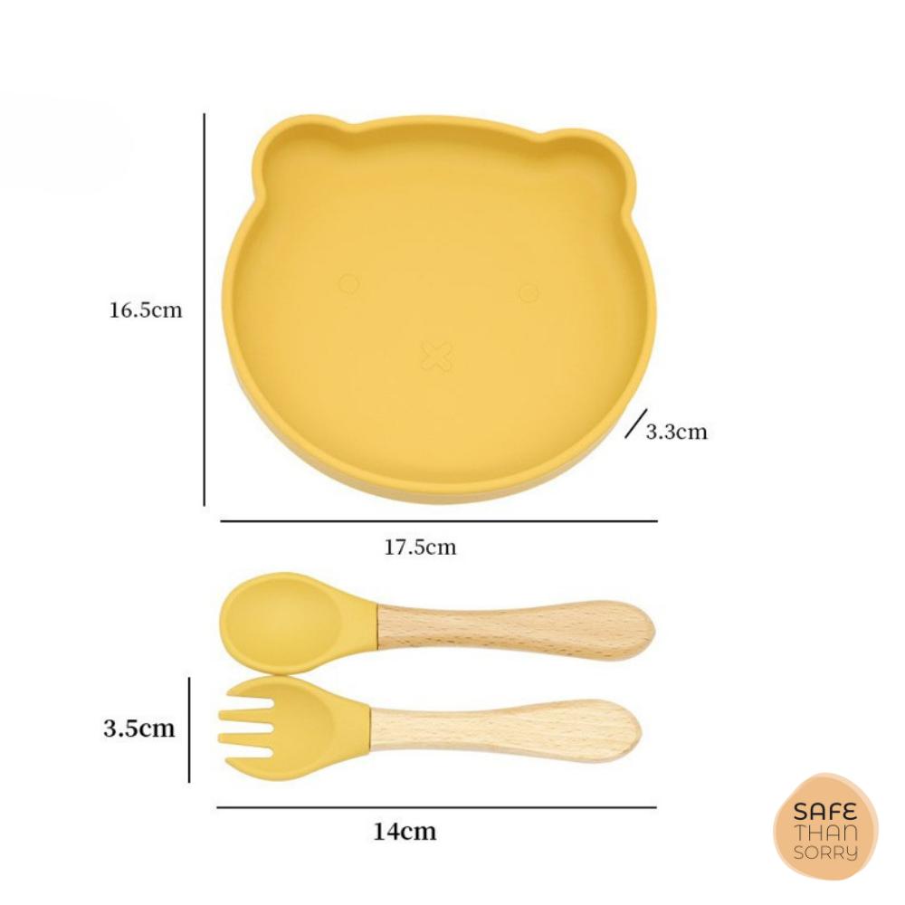 BLW silicone feeding set 3in1 for babies "Misio Głodnisio" - 3in1 BLW silicone feeding set 3in1 for babies "Misio Głodnisio"
