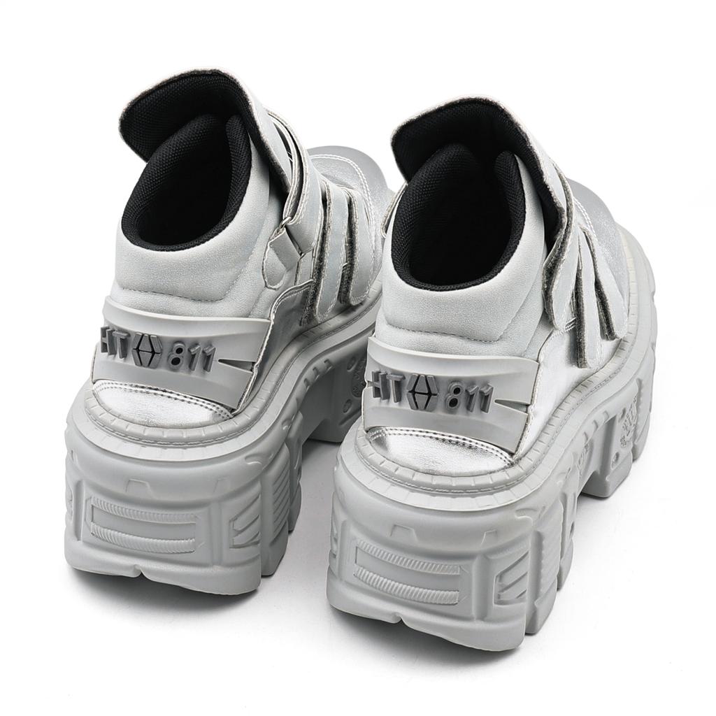 Готические ботильоны на шнуровке Новая панк-стиль женская обувь Высота каблука 6 см Обувь на платформе Женские кроссовки с металлическим декором